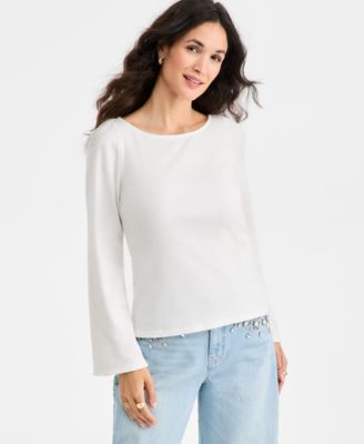 Women's Knit Boat-Neck Bell-Sleeve Top, Macy's Exclusive