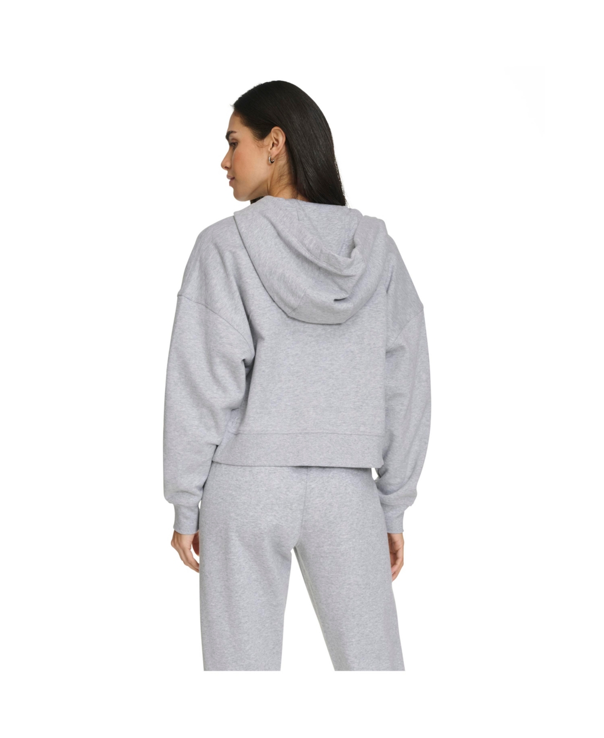 Calvin Klein Women's Fleece Crop Zip-front Long-sleeve Hoodie In Gray