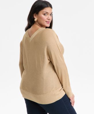 Plus Size V-Neck Dolman-Sleeve Sweater, Macy's Exclusive 