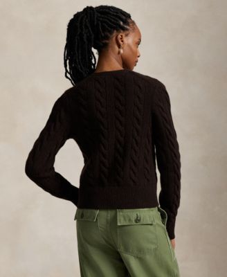 Women's Cable-Knit Wool-Cashmere Cardigan Sweater