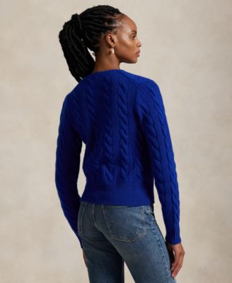 Women's Cable-Knit Wool-Cashmere Cardigan Sweater