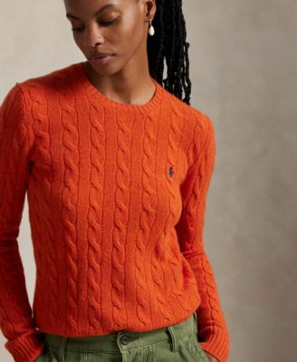 Women's Cable Wool-Cashmere Crew Neck Sweater