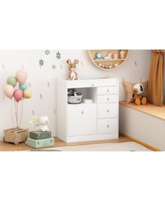 Changing Table With 5-Drawers,Kids Dresser with Shelf