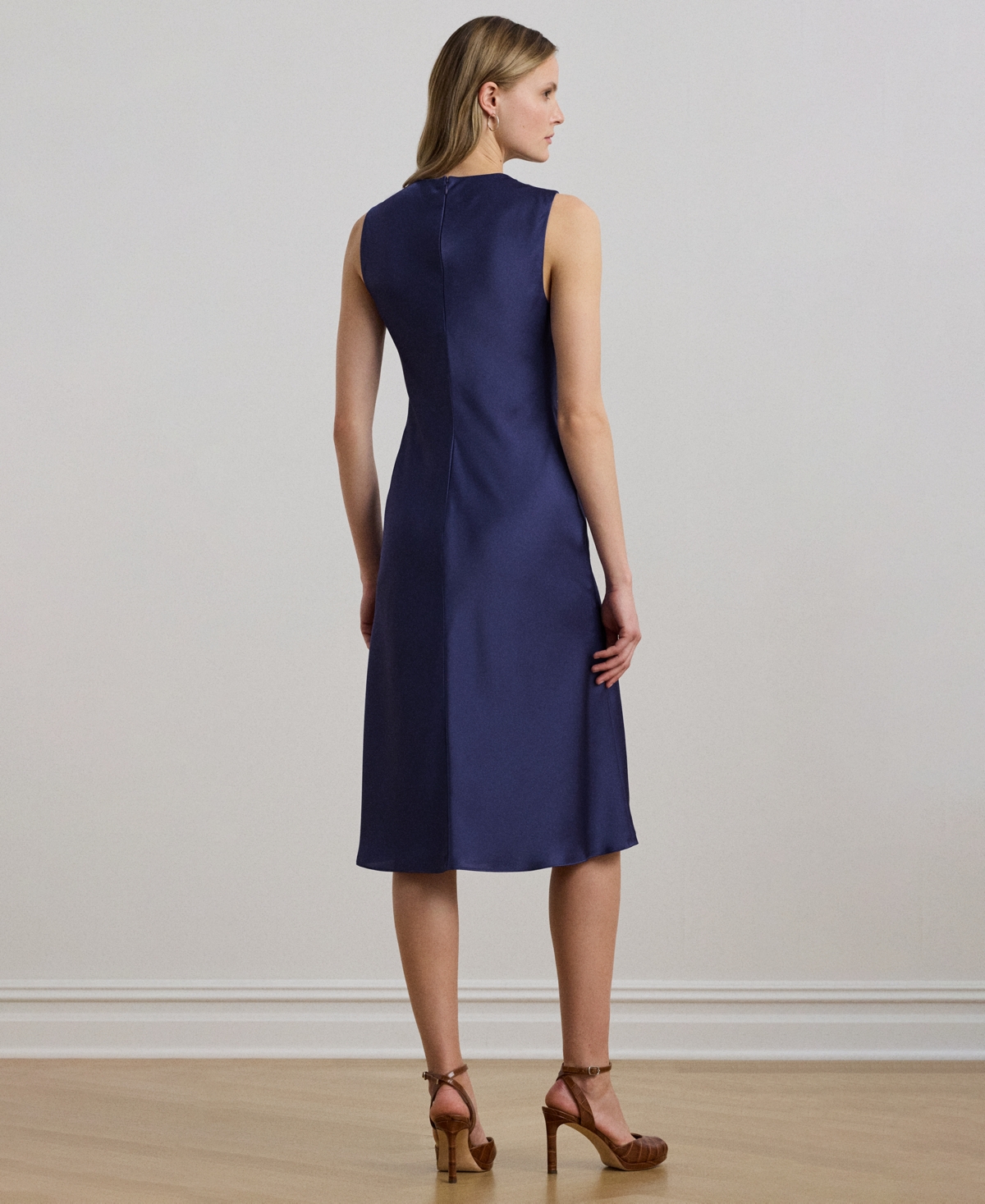 Lauren Ralph LaurenPleated Satin Charmeuse Cocktail Dress