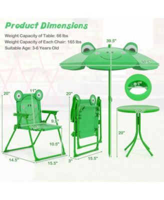 Kids Picnic Table & Chair Set with 2 Folding Chairs & Height Adjustable Umbrella