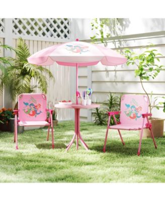 Kids Picnic Table & Chair Set with 2 Folding Chairs & Height Adjustable Umbrella