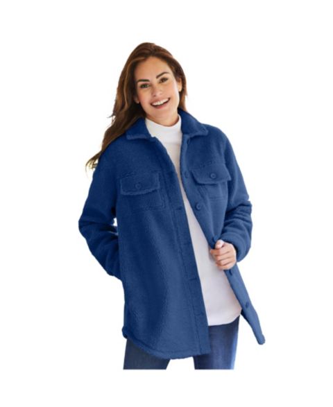 Женские куртки Woman Within Within Berber Button-Front Jacket
