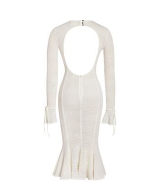 Women's Pamina Beige Crochet Long Sleeve Midi Flare Mermaid Dress