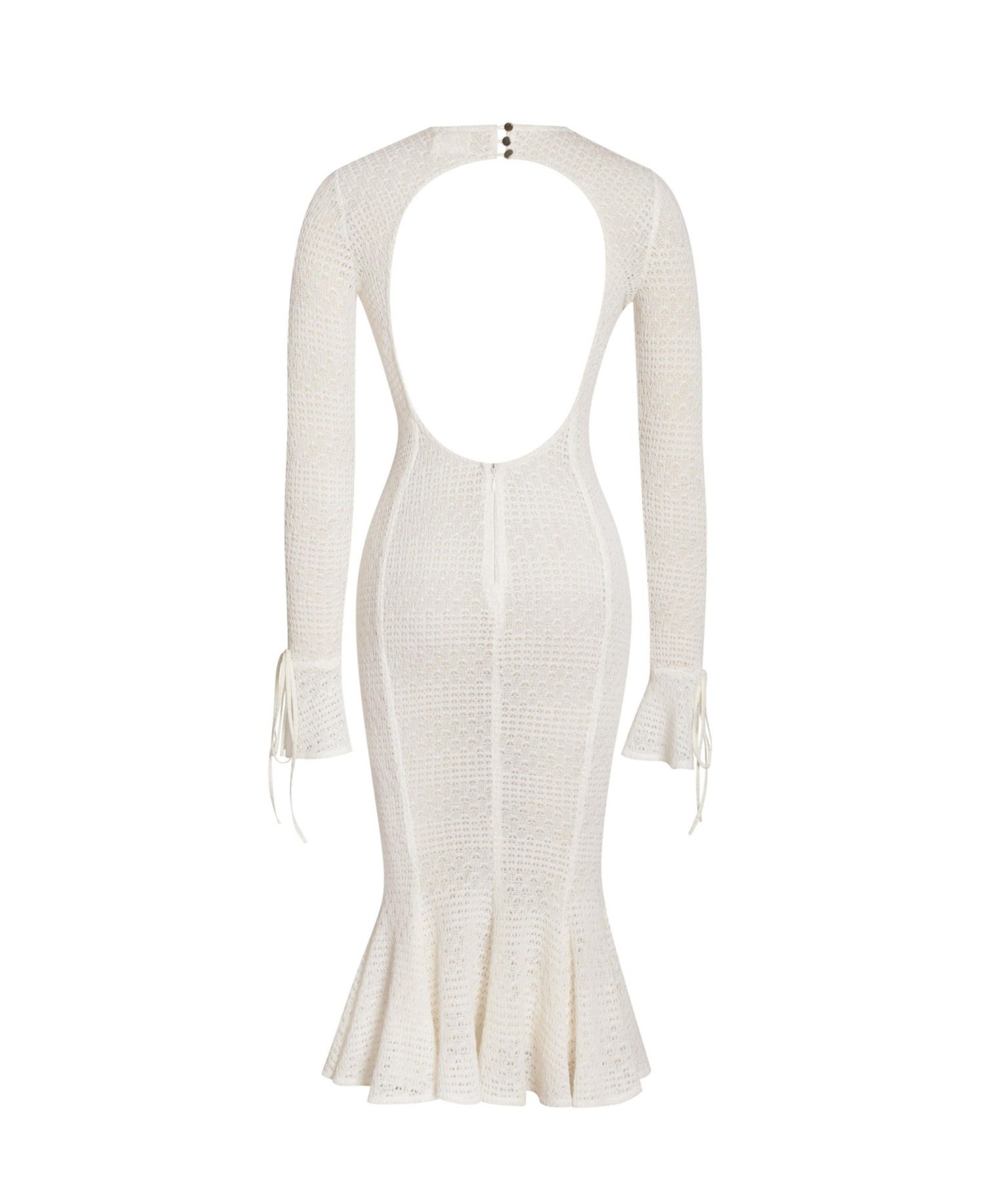 Women's Pamina Beige Crochet Long Sleeve Flare Mermaid Dress