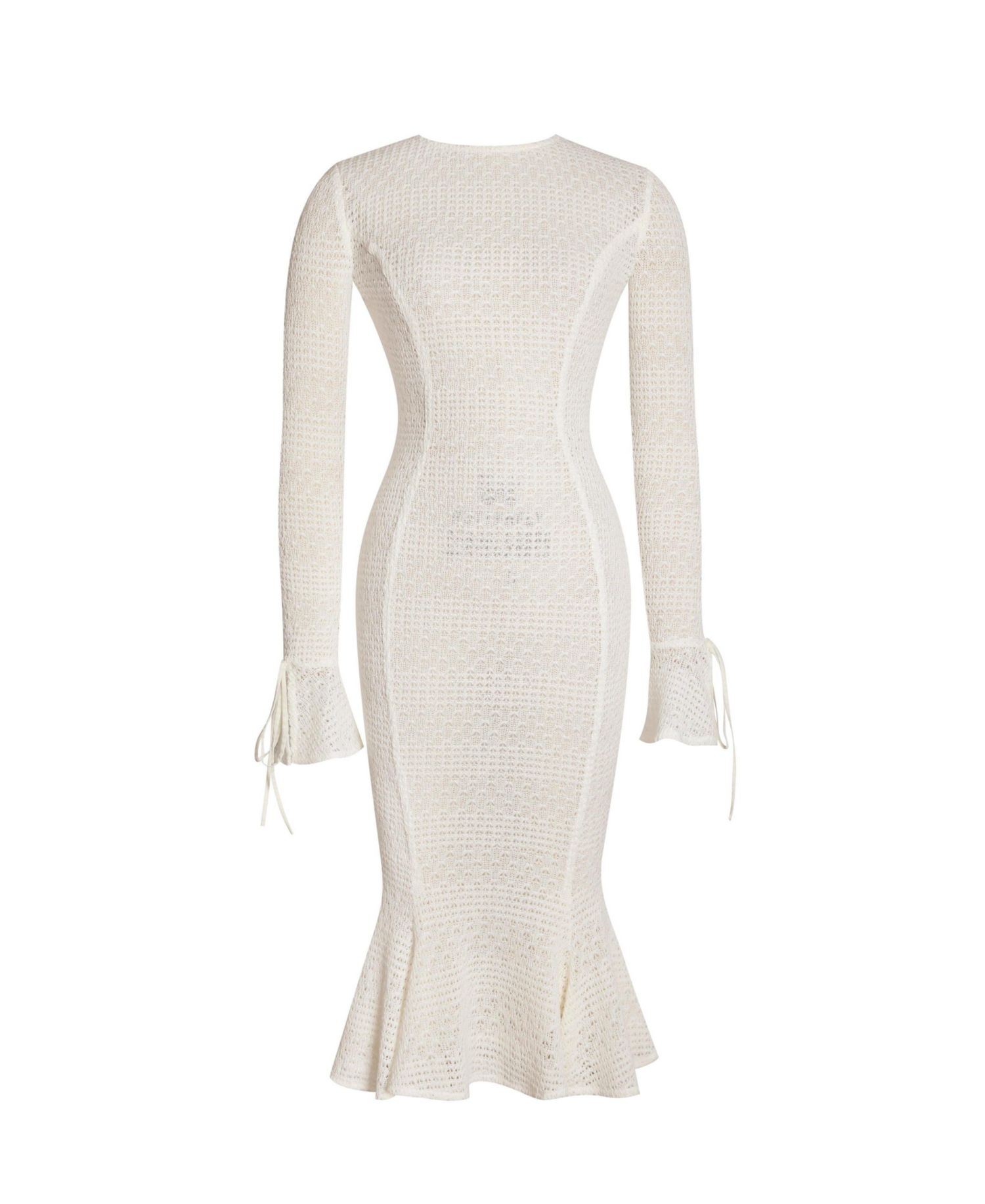 Women's Pamina Beige Crochet Long Sleeve Flare Mermaid Dress
