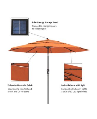 3-Tier Patio Umbrella with Led Lights 11ft Outdoor Patio Table Umbrella Large Umbrella Pool Umbrella For Deck, Pool, Garden, Patio