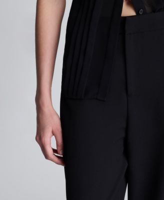 Women's Side Pleated Wide Leg High Rise Pants