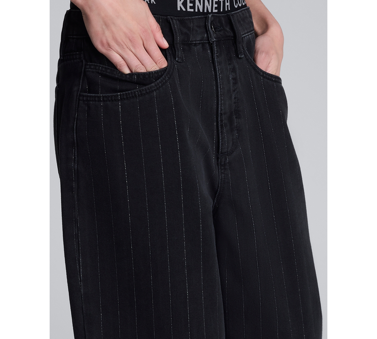 Kenneth Cole Women's High Rise Wide Leg Baggy Jeans
