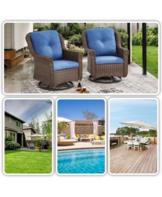 ChrysArm Wicker Patio 2-Piece Swivel Chairs Outdoor Rocking Chair with Thick Deep CushionGuard Olefin Cushion