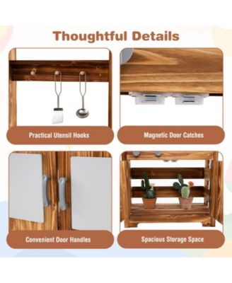 Kids Mud Kitchen Set with Removable Sink Faucet Dual Stoves 4 Planting Pots