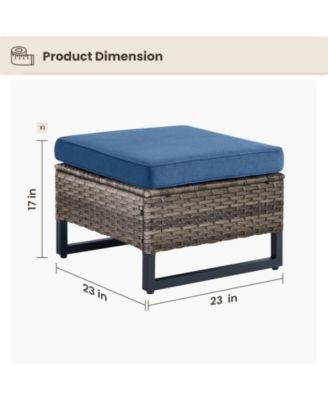 U-Frame PE Wicker Outdoor Ottoman with Olefin Cushions (Set Of 2)