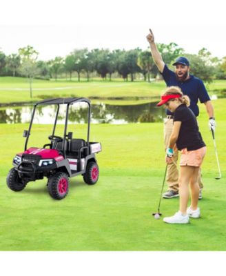 24V 7AH Kids Golf Cart 4WD 2 Seater Ride on Car with Sun Shade & Dump Bed