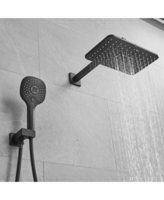 Luxurious Single Handle 2-Spray 11.53 in. Wall Mount Rectangle Shower Head with Hand Shower Faucet in Polished Chrome