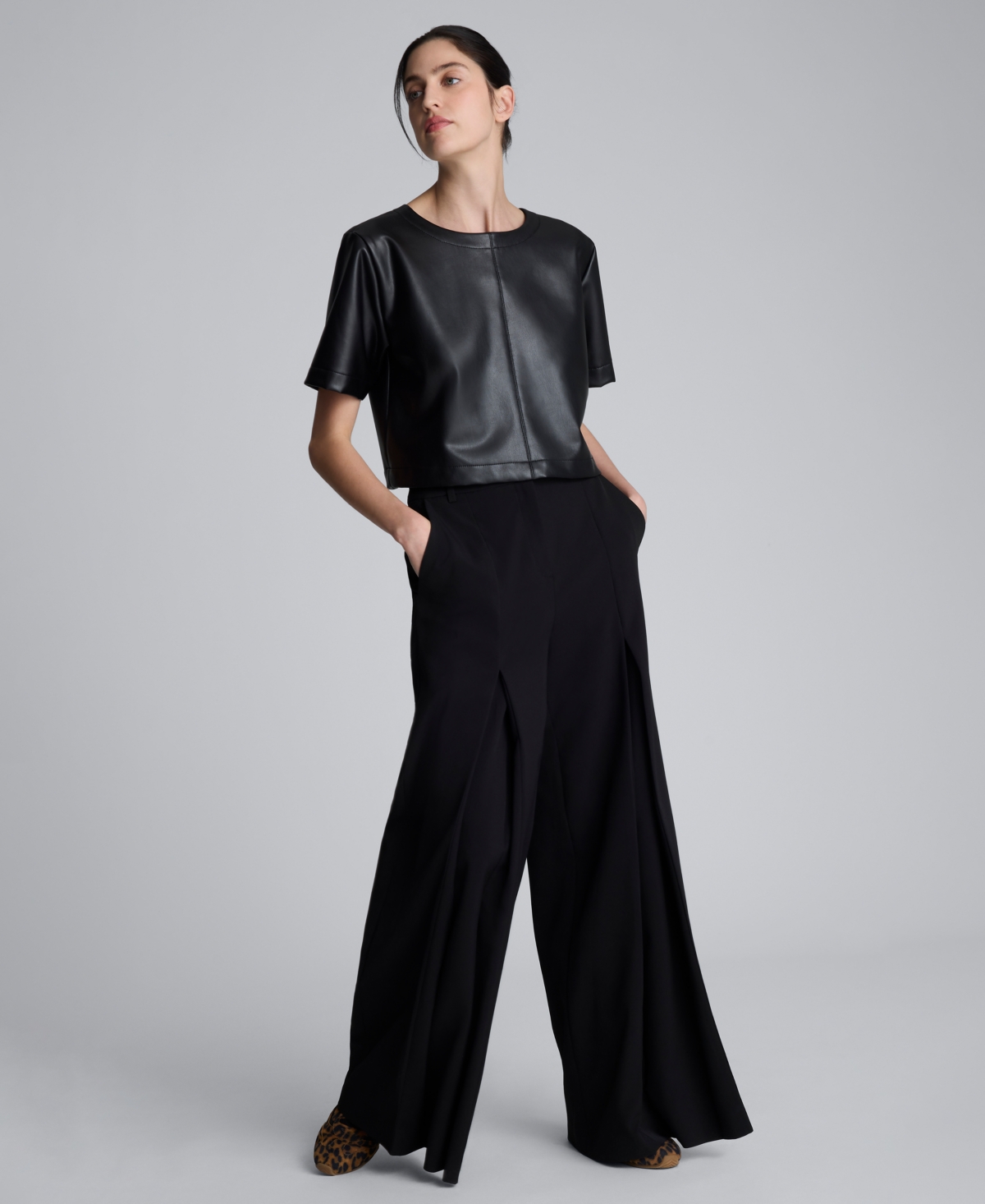 Kenneth Cole Women's Inverted Pleat Wide Leg Pants