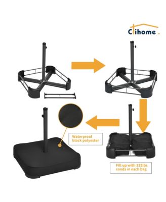 15 ft. Steel Patio Umbrella, with Base and Sandbags, Weather-Resistant,Tan