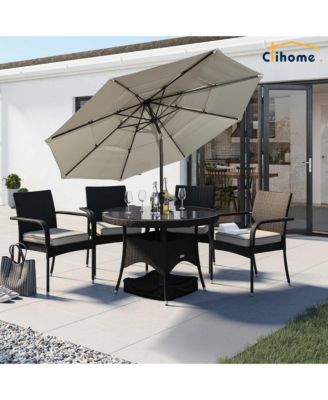 3-Tier Patio Umbrella,10ft Outdoor Patio Table Umbrella Large Umbrella Pool Umbrella For Deck, Pool, Garden, Patio，Red