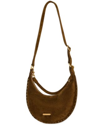Darren Small Suede Studded Crescent Crossbody Bag