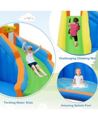 Inflatable Water Park Bounce House Climbing Wall Splash Pool w/ 480W Blower Outdoor