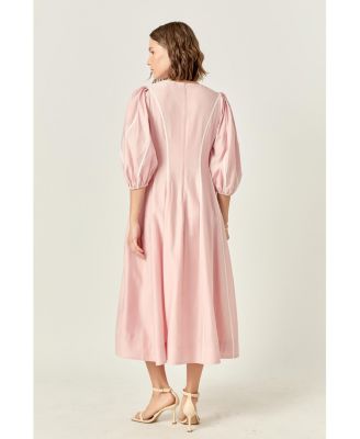 Women's Contrast Binding Midi Dress