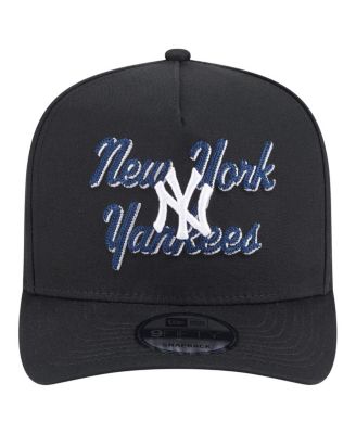 Men's Black New York Yankees Chainstitch 9FIFTY A-Frame Snapback Hat