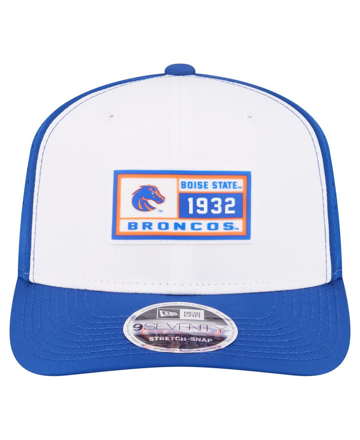 New Era Men's White/royal Boise State Broncos Perforated Patched 9seventy Adjustable Hat In Blue