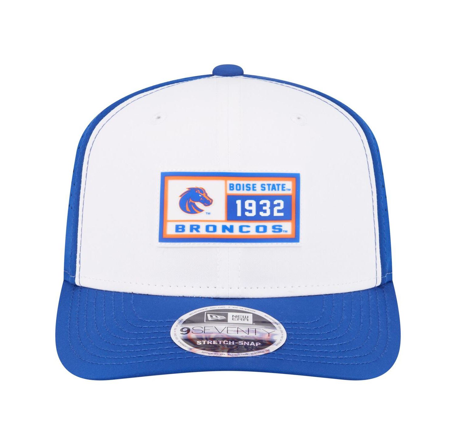 Men's White/Royal Boise State Broncos Perforated Patched 9SEVENTY Adjustable Hat
