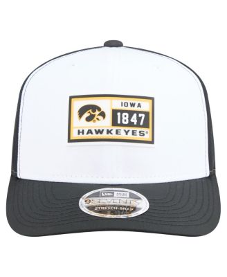 Men's White/Black Iowa Hawkeyes Perforated Patched 9SEVENTY Adjustable Hat