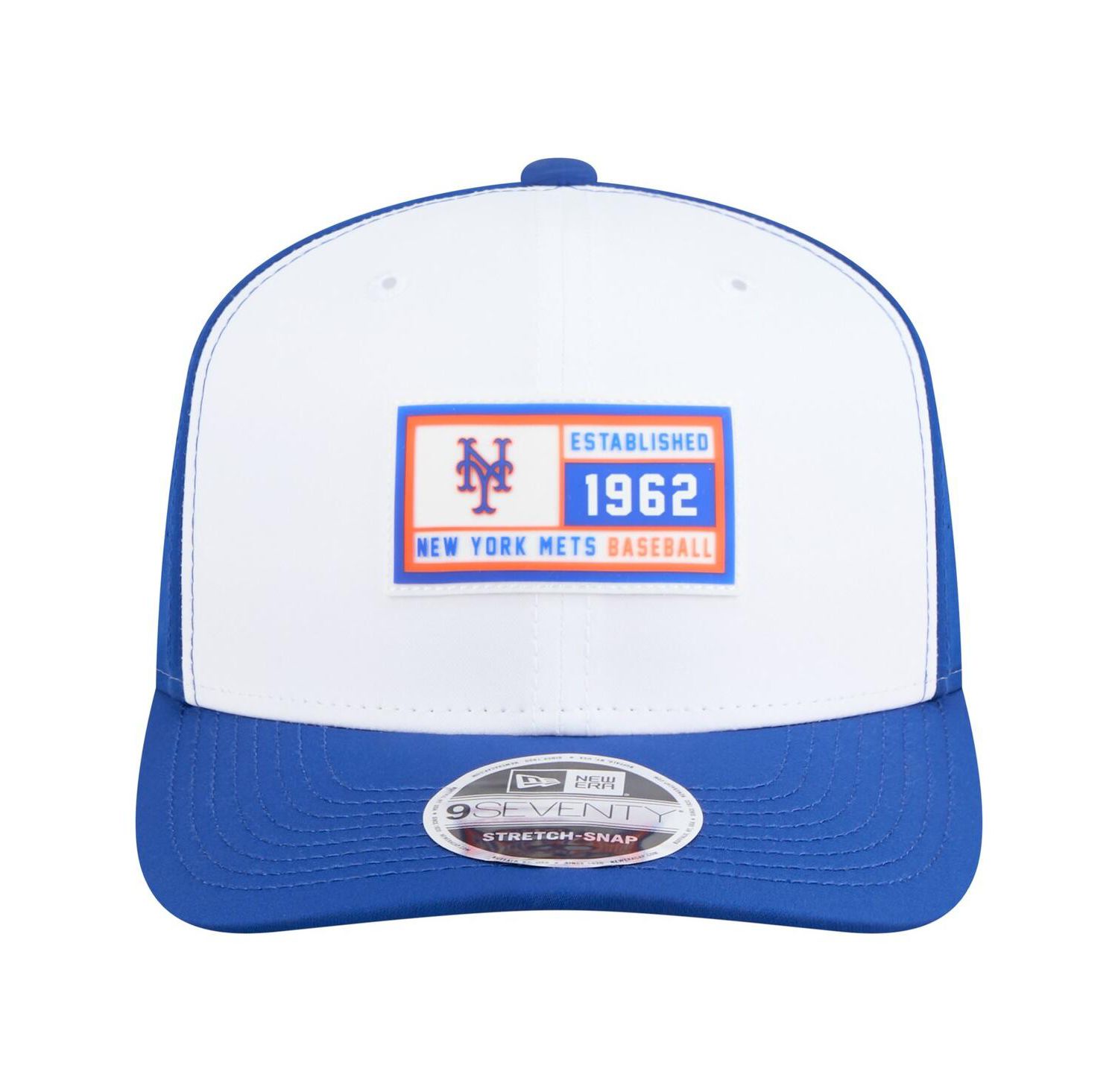 Men's White/Royal New York Mets Established Patch 9SEVENTY Adjustable Hat