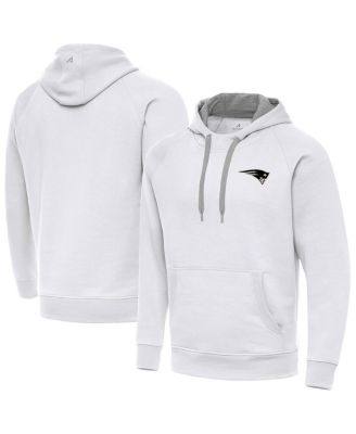 Men's White New England Patriots Brushed Carbon Victory Pullover Hoodie