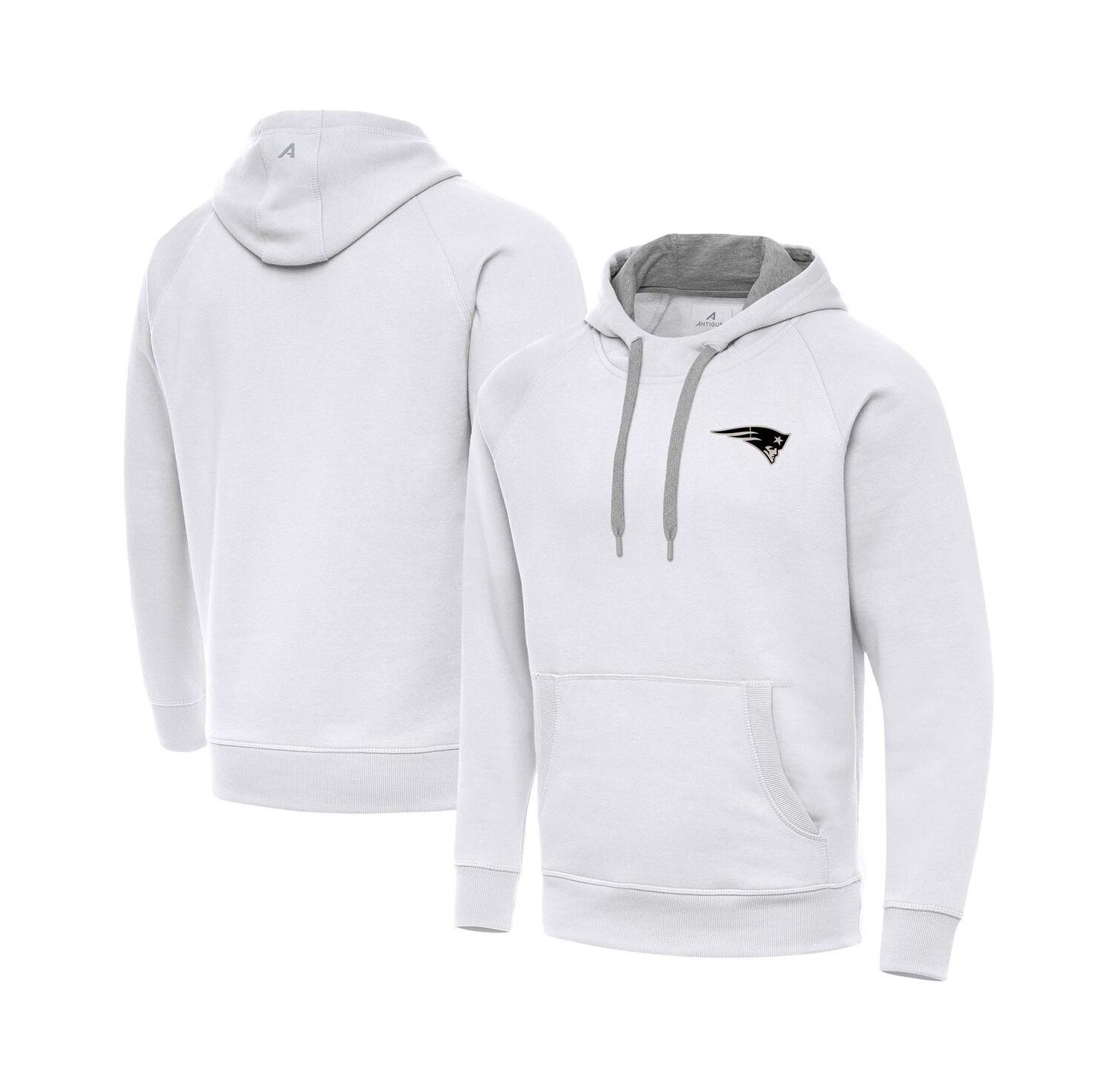 Men's White New England Patriots Brushed Carbon Victory Pullover Hoodie