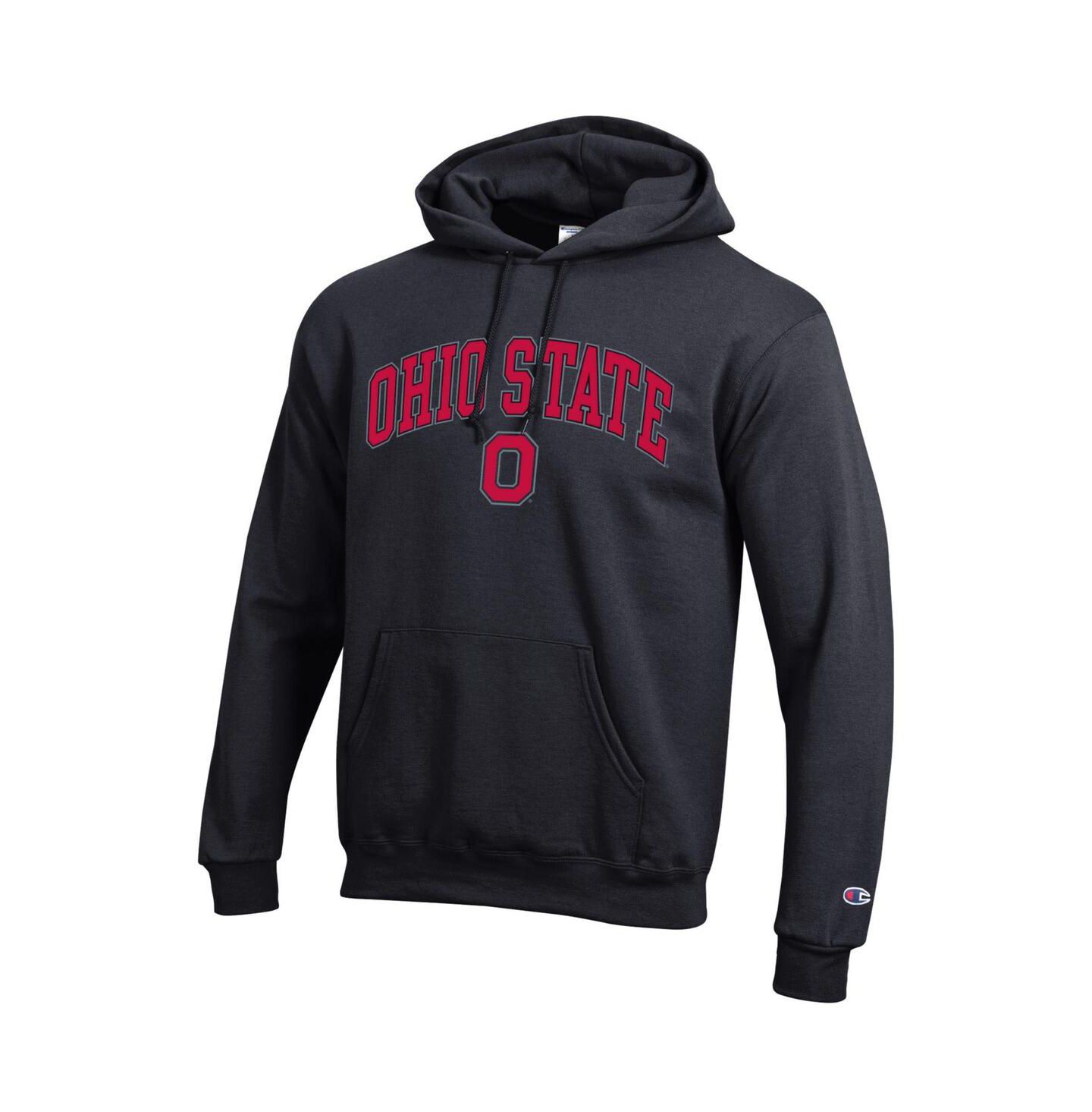 Мужское худи Champion Scarlet Ohio State Buckeyes Arched Logo Fleece Pullover, цвет: Чёрный — фото 3