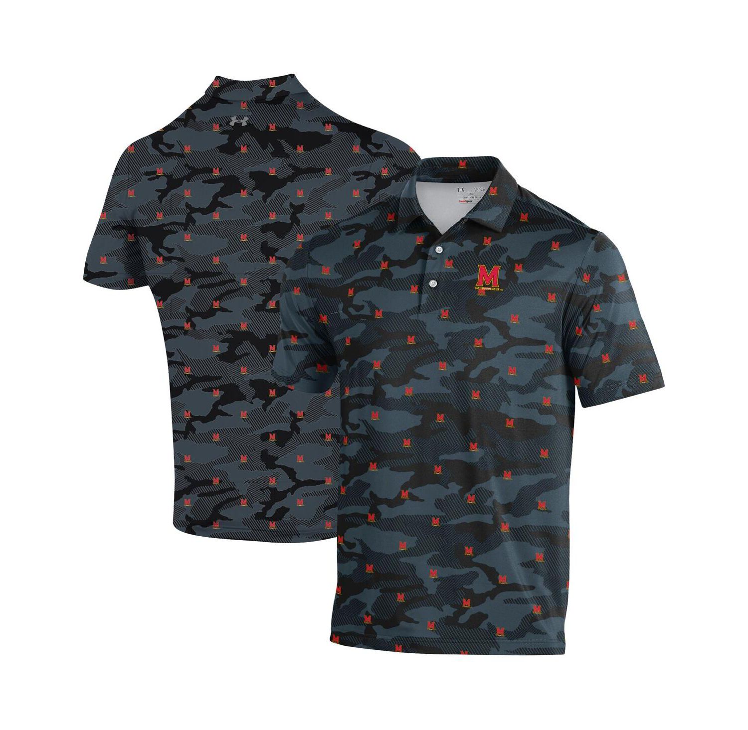 Men's Black Maryland Terrapins Gameday ArmourFuse Polo Shirt