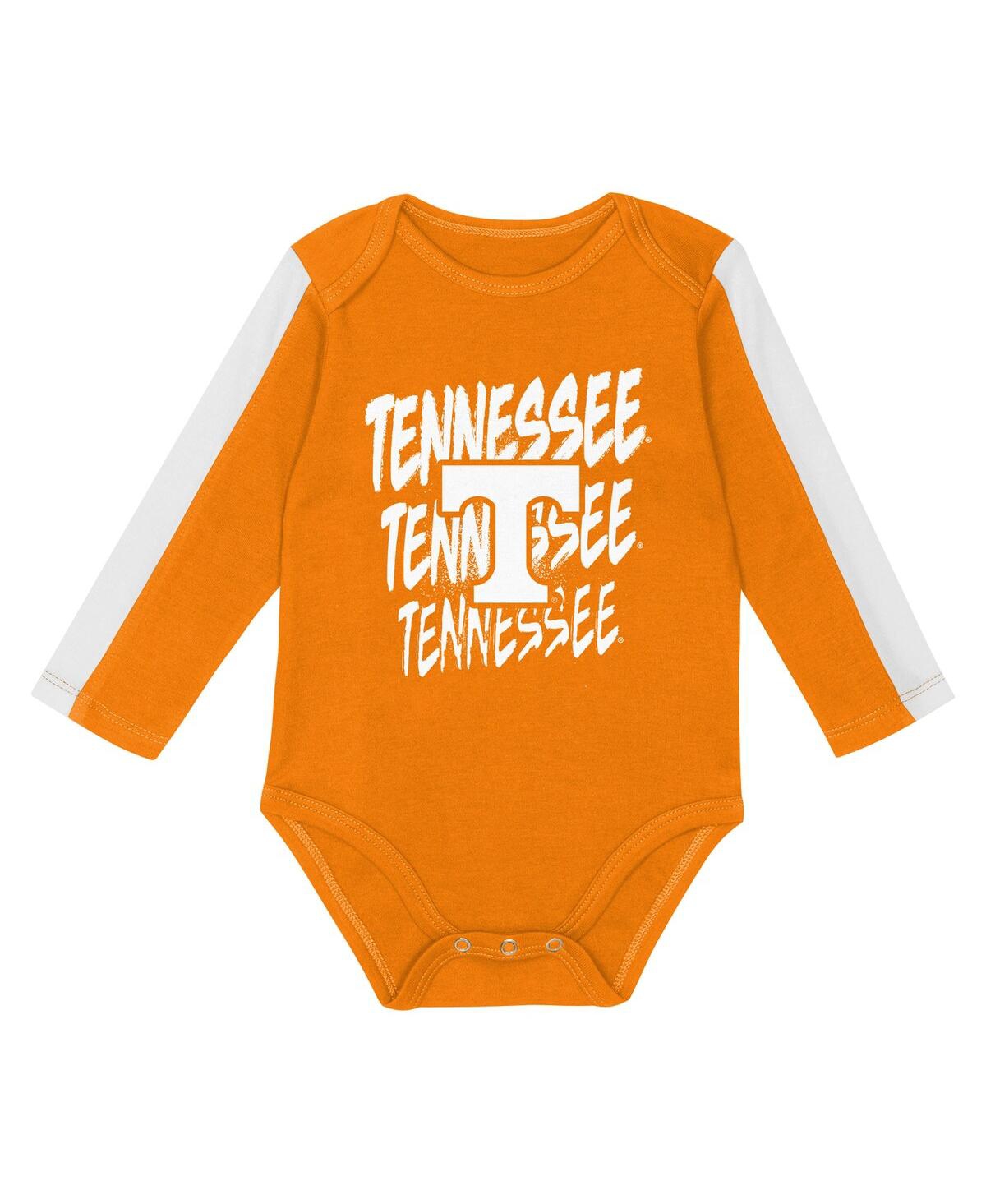Outerstuff Baby Boys And Girls 3-piece Tennessee Orange/white Tennessee Volunteers Double Down Bodysuit And Pan In Animal Print