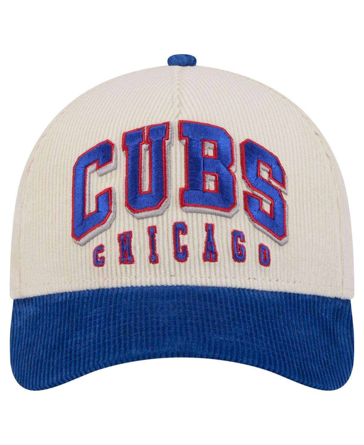 New Era Men's Cream/royal Chicago Cubs Sided Corduroy 9forty A-frame Adjustable Hat In Neutral