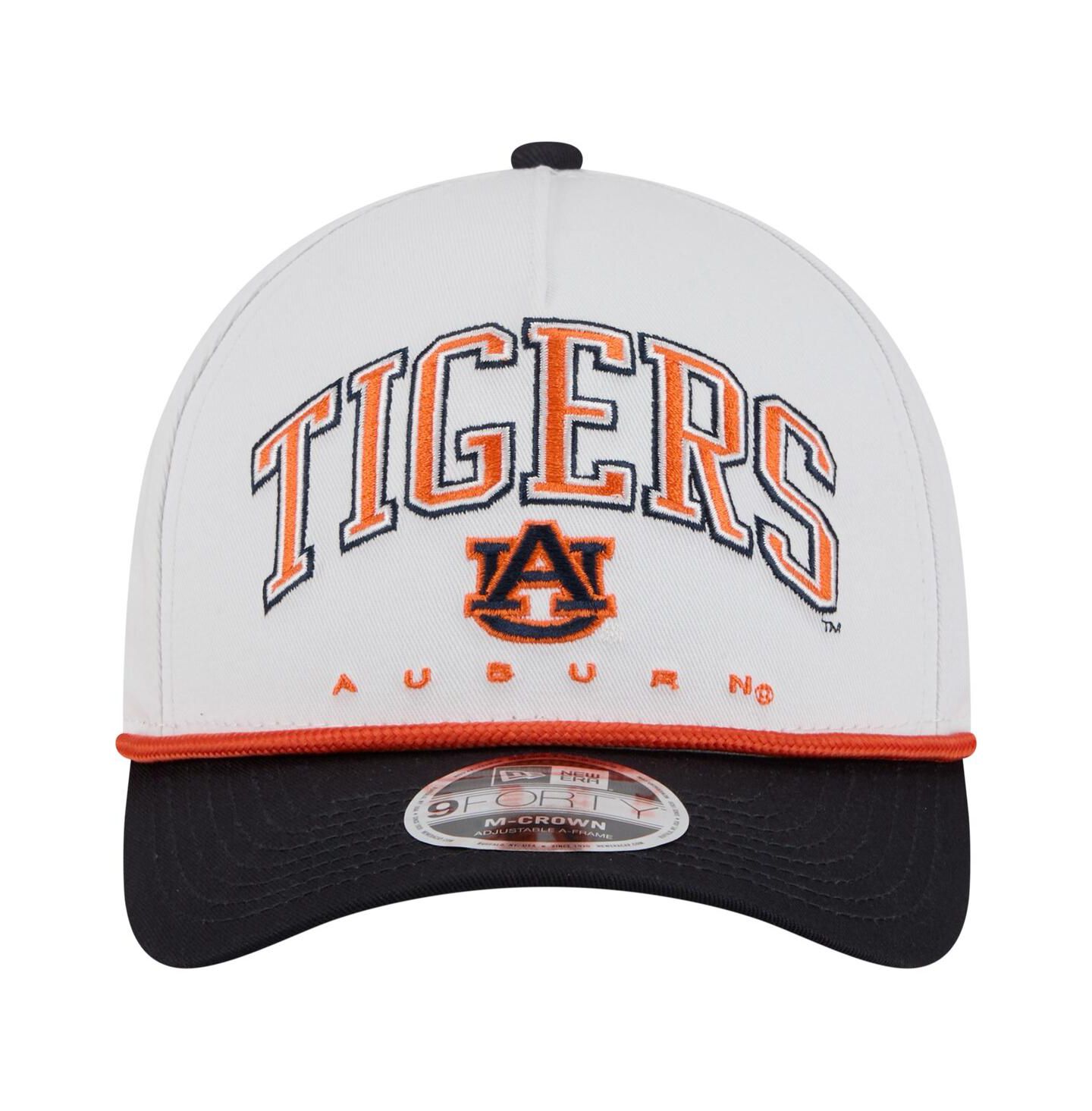 Мужская кепка New Era White/Navy Auburn Tigers Arch Two-Tone Rope 9FORTY A-Frame M-Crown Adjustable Hat — фото 5