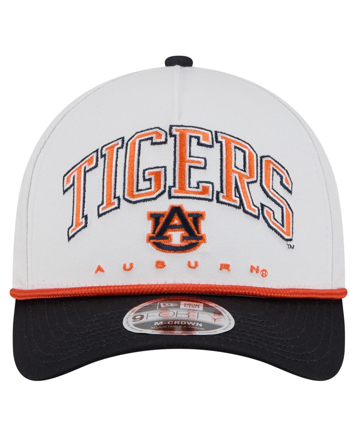 New Era Men's White/navy Auburn Tigers Arch Two-tone Rope 9forty A-frame M-crown Adjustable Hat In Black