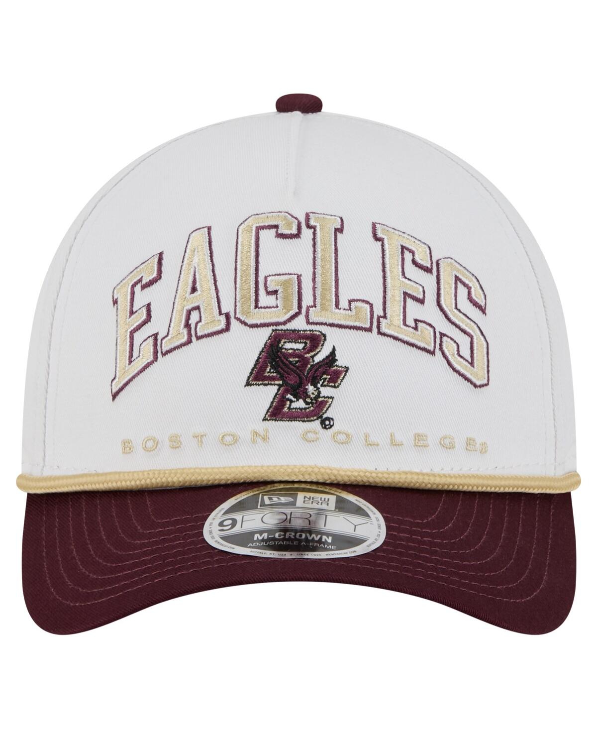 New Era Men's White/maroon Boston College Eagles Arch Two-tone Rope 9forty A-frame M-crown Adjustable Hat In Brown