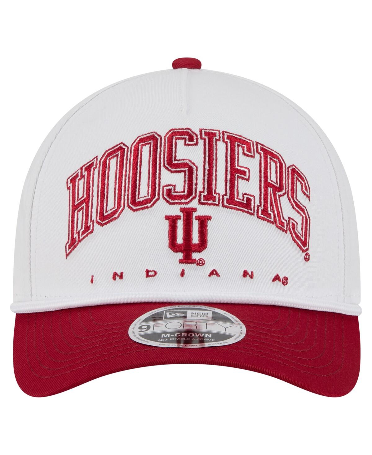 New Era Men's White/crimson Indiana Hoosiers Arch Two-tone Rope 9forty A-frame M-crown Adjustable Hat In White