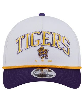 Men's White/Purple LSU Tigers Arch Two-Tone Rope 9FORTY A-Frame M-Crown Adjustable Hat