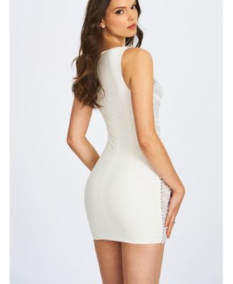 Women Iliana White Pearl Chain Embellished Midi Dress