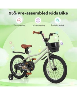 18" Kid s Bike with Training Wheels Adjustable Handlebar & Seat Handbrake