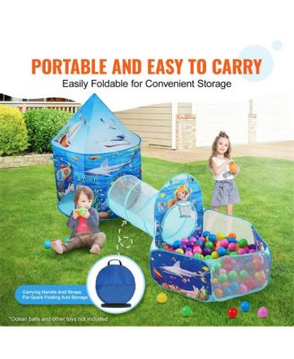 Tent with Tunnel and Basketball Hoop for Boys and Girls with Carrying Bag and Banding Straps