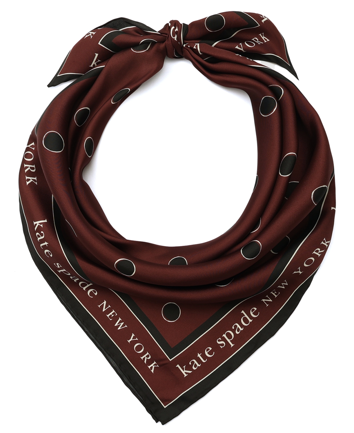 Kate Spade Downtown Dot Silk Square Scarf In Brown