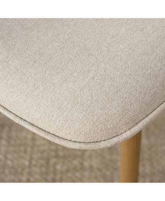 Light Wood Finish 5-Piece Dining Set with 39.5 Inch Round Table and 4 Upholstered Chairs with Wood-Look Metal Legs-Maison Boucle