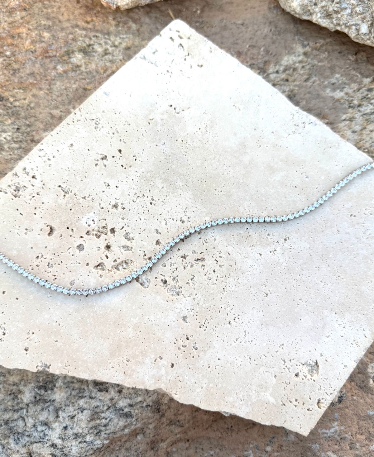 Adornia Silver Crystal 3mm Tennis Chain Necklace In Silver